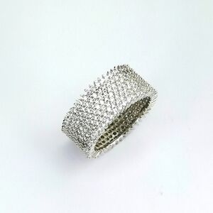 Sterling silver cz wide band eternity band ring size 8.5 🆕